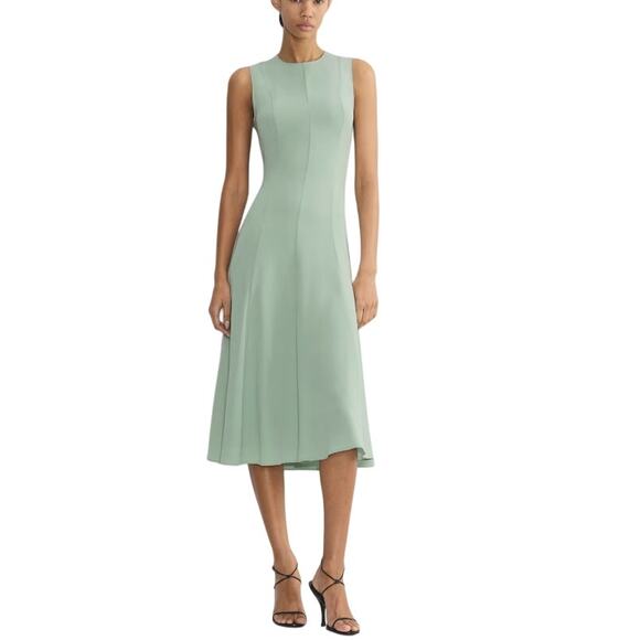 Aritzia Babaton Women's Terrace Sage Crepe Fit and Flare Listing Dress Size 6 - Picture 1 of 10